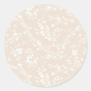 Spring Sprigs Neutral - Soft Linen Classic Round Sticker