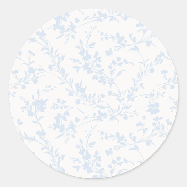 Spring Sprigs Powder Blue - Neutral Classic Round Sticker (Front)