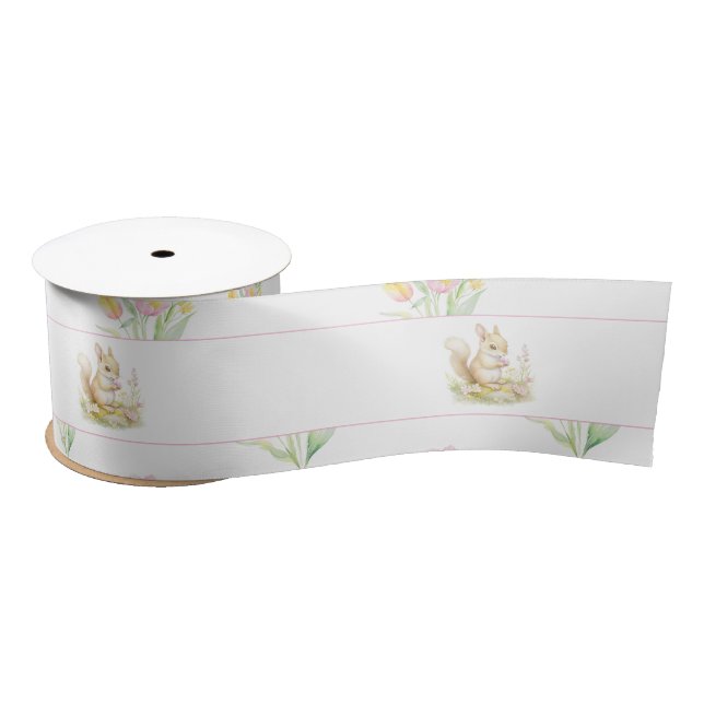 Spring Squirrel Baby Shower Satin Ribbon (Spool)