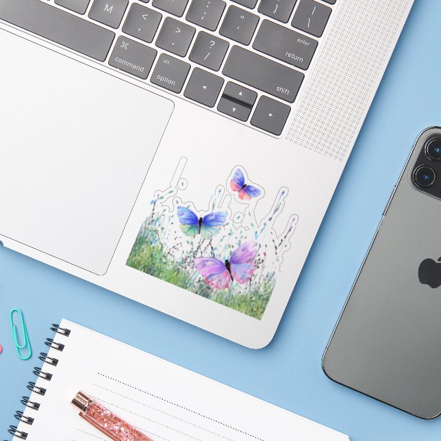 Spring Sticker Butterflies (Ordinateur portable avec iPhone)