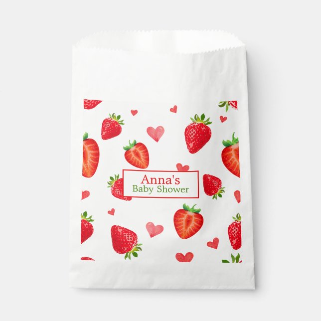 Spring Strawberry Themed Fruit Baby Shower Favour Bag (Front)