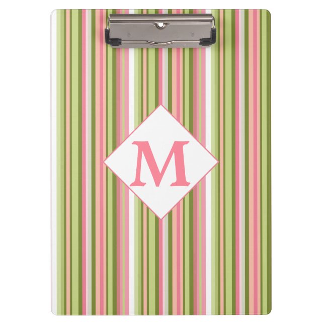 Spring Stripes monogrammed Clipboard (Front)