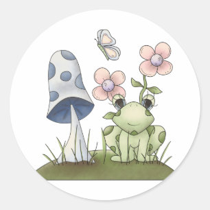 Spring Stuff · Frog & Mushroom Classic Round Sticker