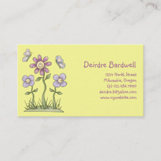 Spring Stuff · Purple Flowers & Butterflies Business Card