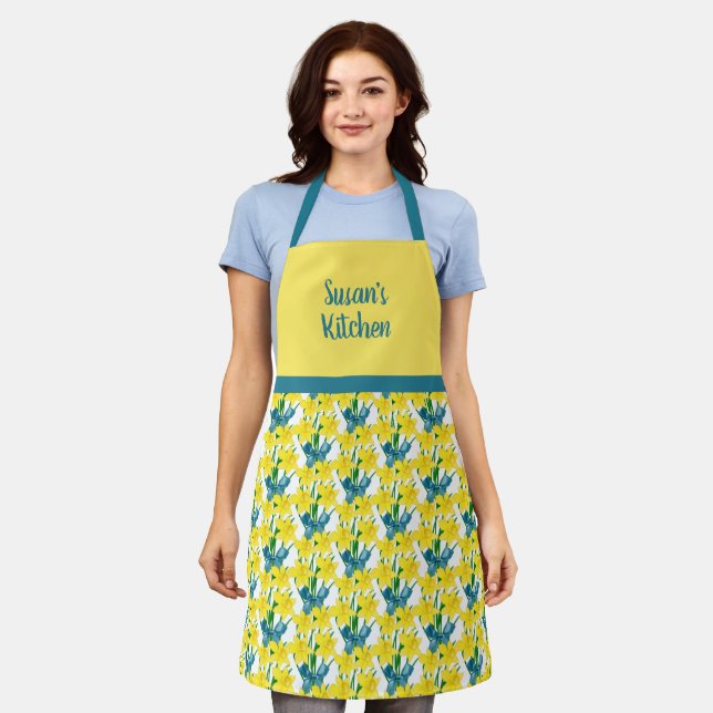 Spring Style Personalized Yellow Flower  Apron (Worn)