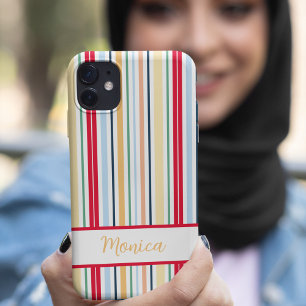 Spring style vertical stripes custom name iPhone 11 case