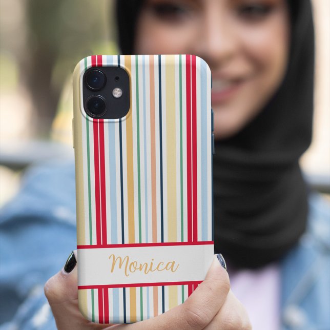 Spring style vertical stripes custom name Case-Mate iPhone case (Spring style vertical stripes custom name Case-Mate iPhone case)