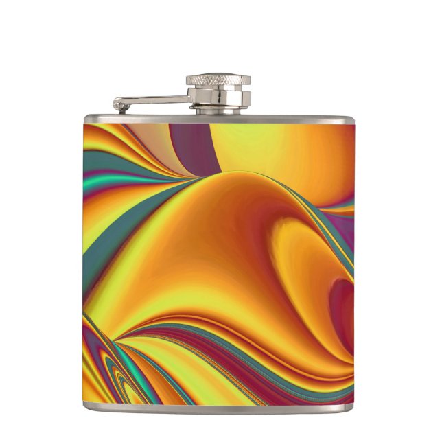 Spring Summer Autumn Flowers Magic Hip Flask (Front)
