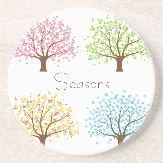 Spring Summer Autumn Winter Trees Coaster (Front)