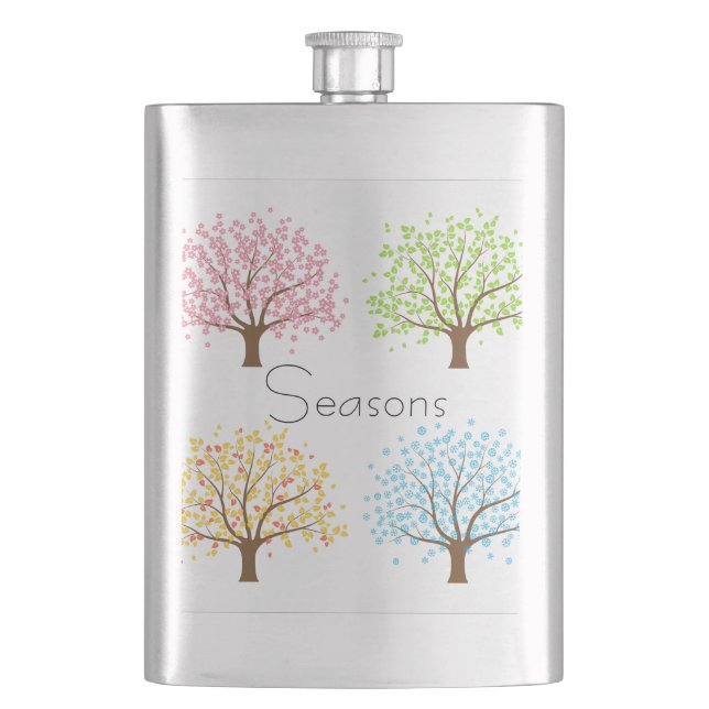 Spring Summer Autumn Winter Trees Flask (Front)