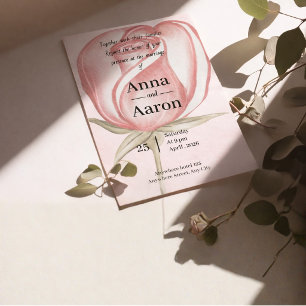 Spring Summer Blush Pink Garden Wedding  Invitation