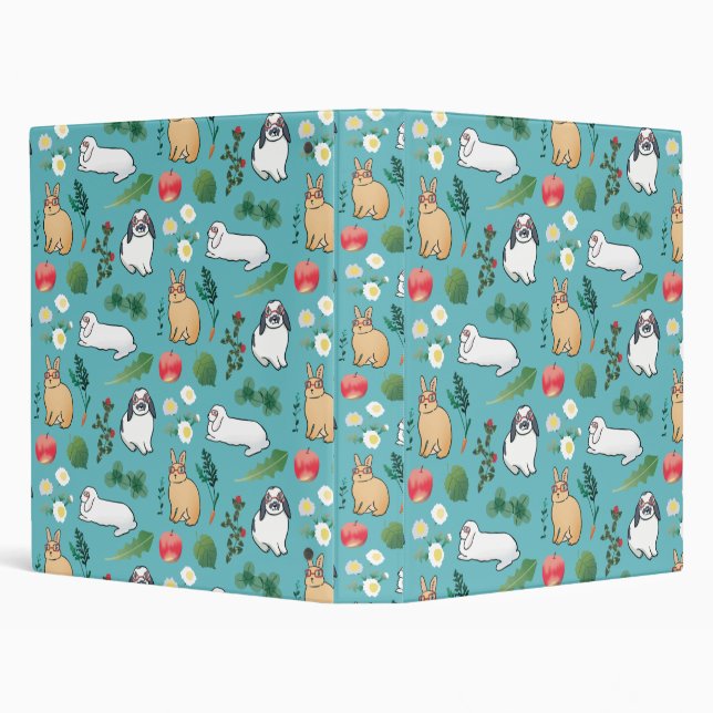 Spring Summer Bunny Rabbit Botanical Vegetable Binder (Background)