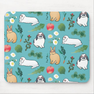Spring Summer Bunny Rabbit Botanical Vegetable Mouse Pad