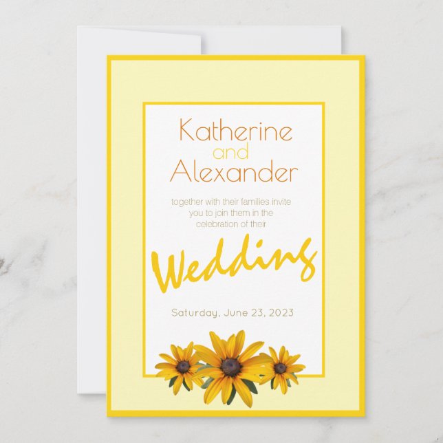 Spring Summer Casual Yellow Flower Simple Wedding Invitation (Front)