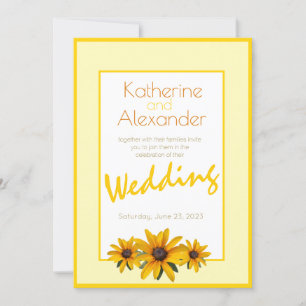 Spring Summer Casual Yellow Flower Simple Wedding Invitation