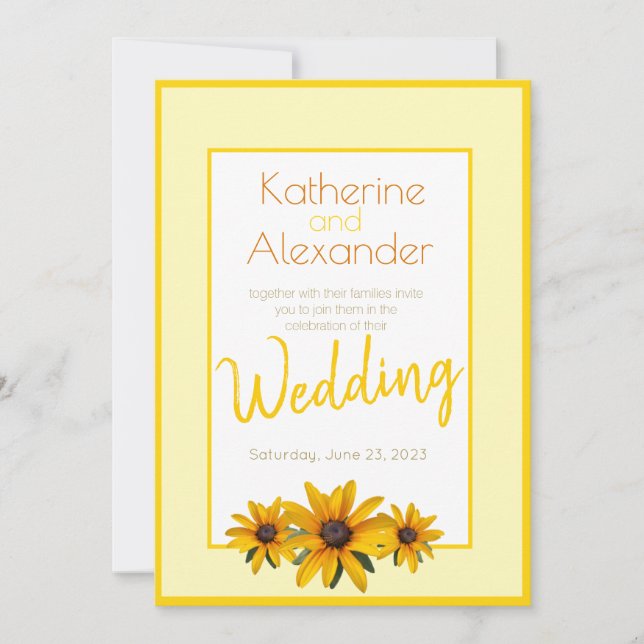 Spring Summer Casual Yellow Flower Simple Wedding Invitation (Front)