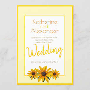 Spring Summer Casual Yellow Flower Simple Wedding Invitation