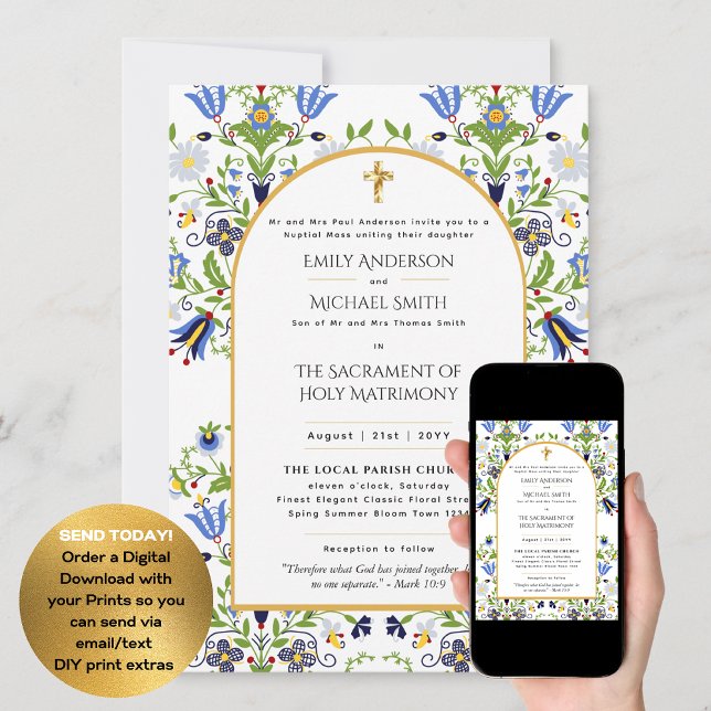 Spring Summer  Catholic Nuptial Mass Wedding Invitation (Creator Uploaded)