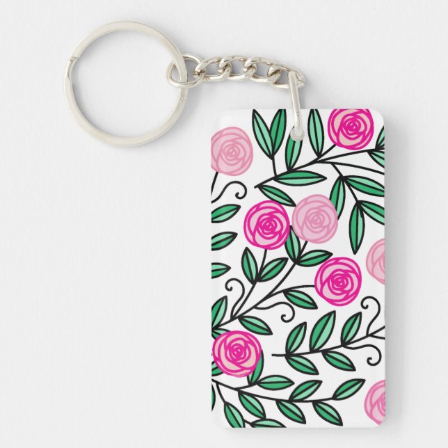Spring Summer Colourful Pink Floral Fun and Random Keychain (Front)