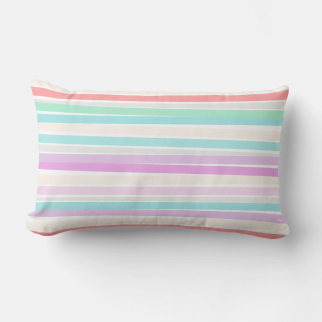 Spring summer colours in stripes lumbar pillow (Front)