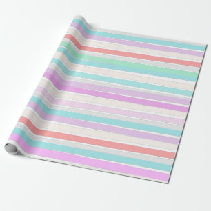 Spring summer colours in stripes wrapping paper