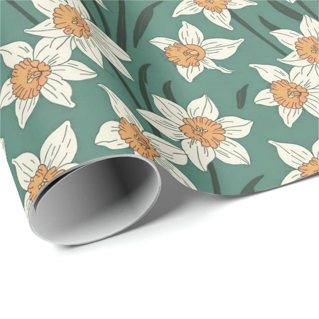 Spring Summer Daisies Floral Wrapping Paper (Roll Corner)