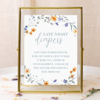 Spring Summer Floral Baby Shower Late Night Diaper