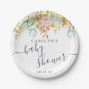 Spring Summer Floral   Baby Shower Paper Plate