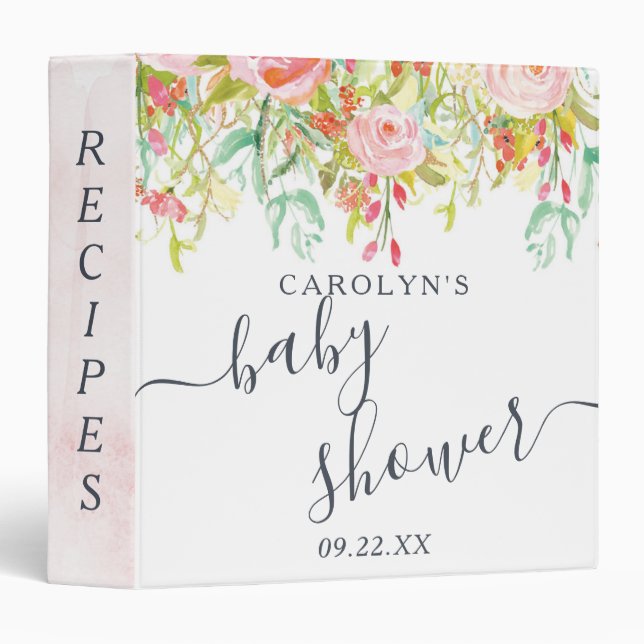 Spring Summer Floral | Baby Shower Recipe Binder (Front/Spine)
