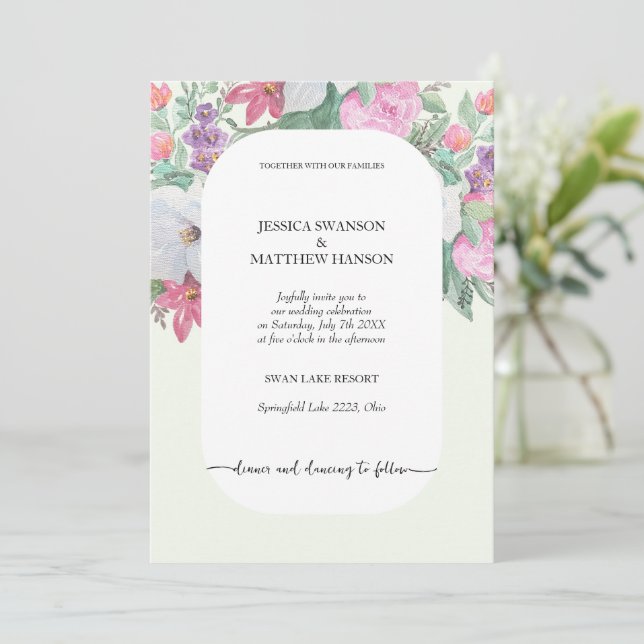 Spring Summer Floral Boho Garden Invitation (Standing Front)