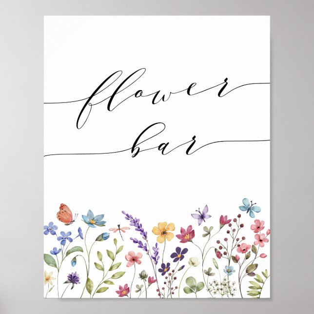 Spring Summer Floral Bridal Shower Flower Bar Post Poster (Front)