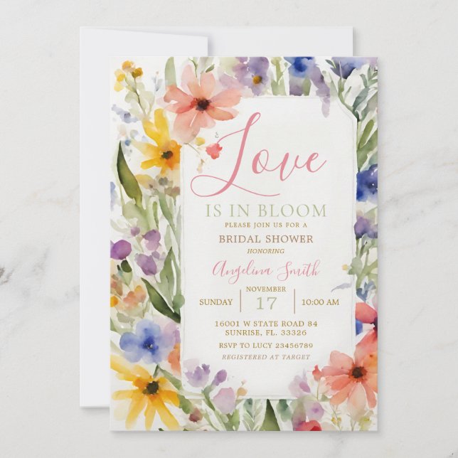 Spring Summer Floral Bridal Shower Invitation (Front)