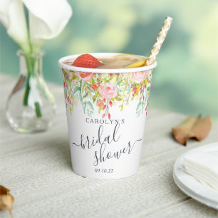 Spring Summer Floral Bridal Shower Paper Cups