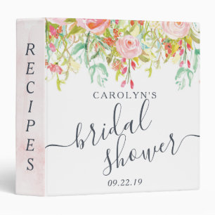 Spring Summer Floral Bridal Shower Recipe Binder