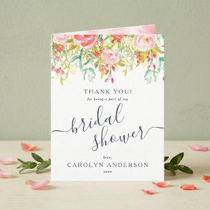 Spring Summer Floral Bridal Shower Thank You Card