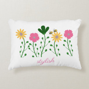 Spring & Summer Floral Customize Girls Accent Pillow