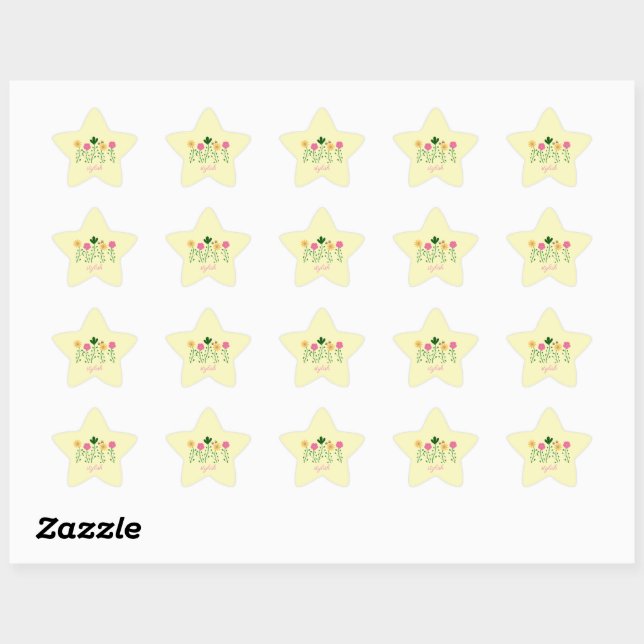 Spring & Summer Floral Customize Girls Star Sticker (Sheet)