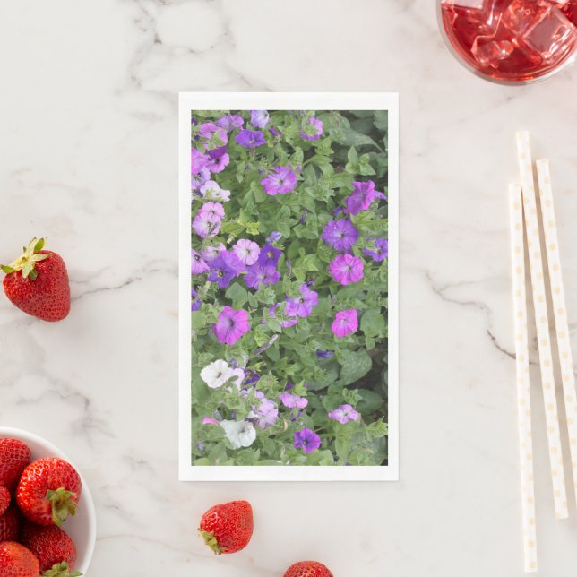 Spring Summer Floral Purple Petunia Flowers Decor Napkin (Insitu)