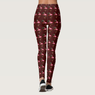 Spring Summer Flower Pink Flamingo Leggings
