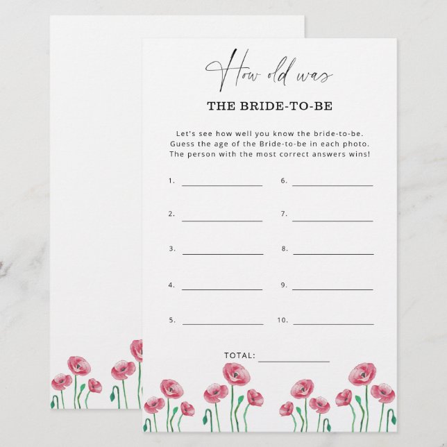 Spring Summer How old was the bride to be (Front/Back)