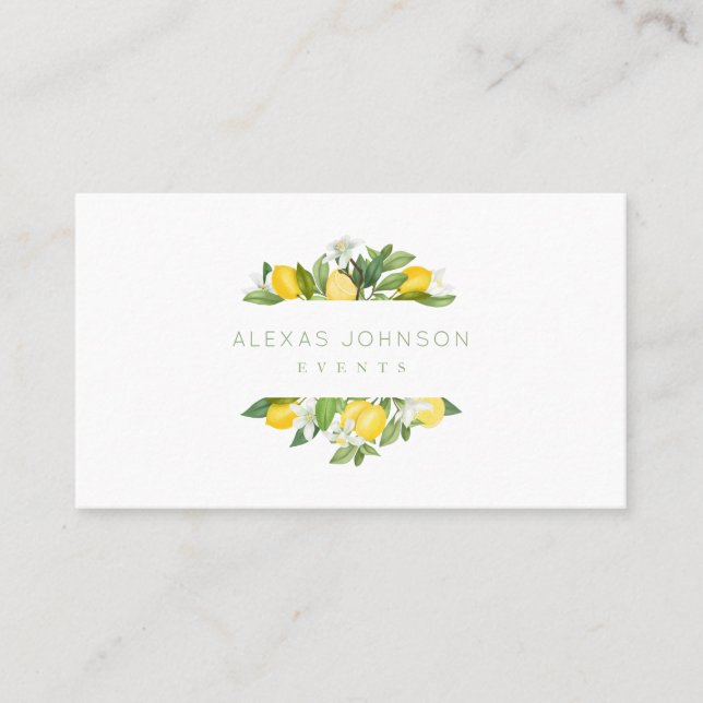 Spring Summer Lemon Watercolor Business Card (Front)