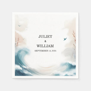 Spring Summer Ocean Beach Destination Wedding Napkin