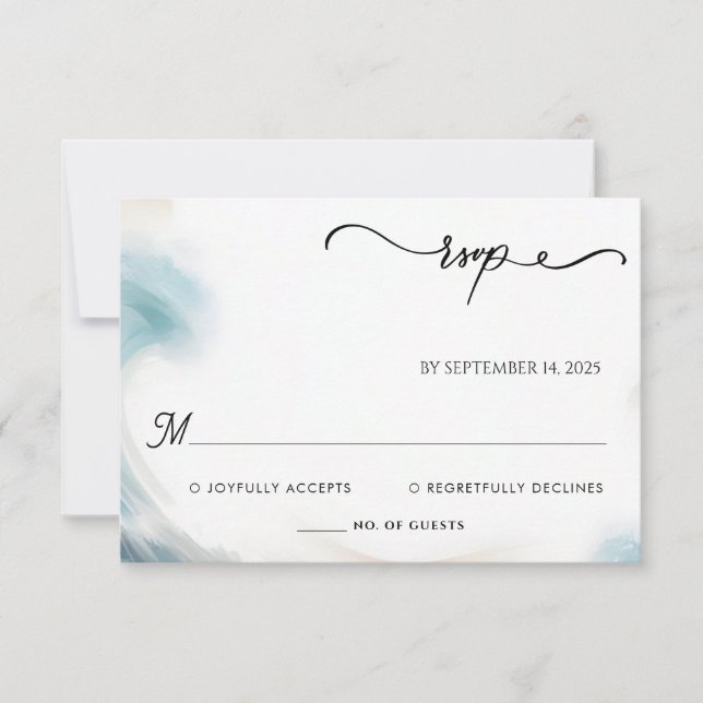 Spring Summer Ocean Beach Destination Wedding RSVP Card (Front)