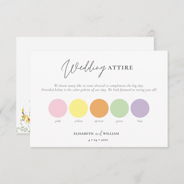 Spring Summer Pastel Wedding attire Enclosure Card (Front/Back)