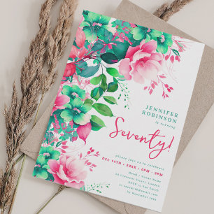 Spring Summer Watercolor Floral 70th Birthday Invitation
