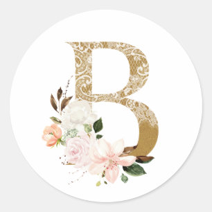 Spring summer wedding MONOGRAM  B Classic Round Sticker