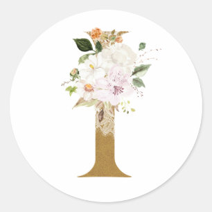 Spring summer wedding MONOGRAM I Classic Round Sticker