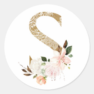 Spring summer wedding MONOGRAM S Classic Round Sticker