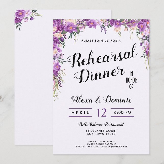 Spring Summer Wedding Rehearsal Dinner Invitation (Front/Back)