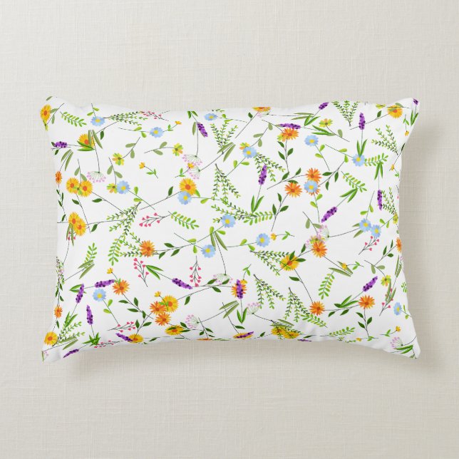 Spring Summer Wild flowers Accent Pillow (Front)